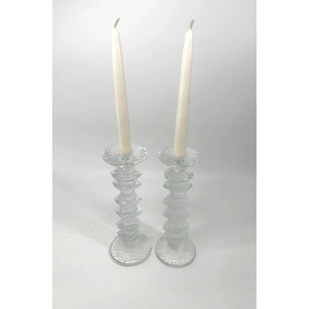 Iittala Timo Sarpaneva FESTIVO 6 Ring Candleholders Scandinavian Glass Signed TS